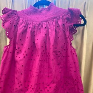 Loft-Fusia/pink eyelet blouse